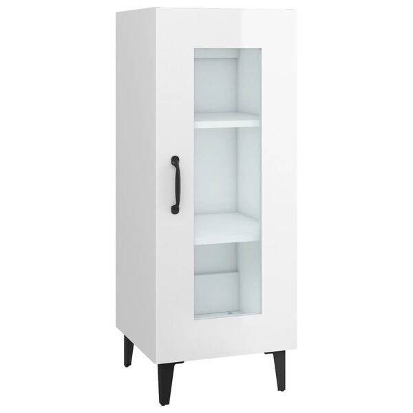 vidaXL Aparador de madera contrachapada blanco brillante 34,5x34x90 cm