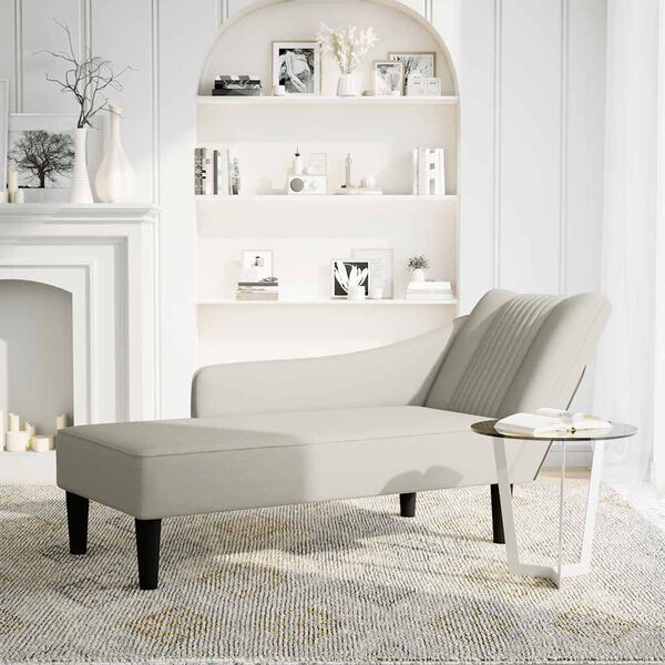 vidaXL Chaise longue con reposabrazos derecho terciopelo crema