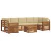 vidaXL Juegos de sof&aacute;s 8 pcs Natural y Beige Madera de Acacia S&oacute;lida