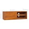 vidaXL Mueble de TV de pared madera maciza de teca 180x30x30 cm