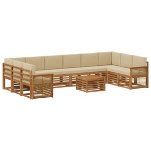 vidaXL Conjunto de sof&aacute;s de exterior con coj&iacute;n 8 pcs Natural