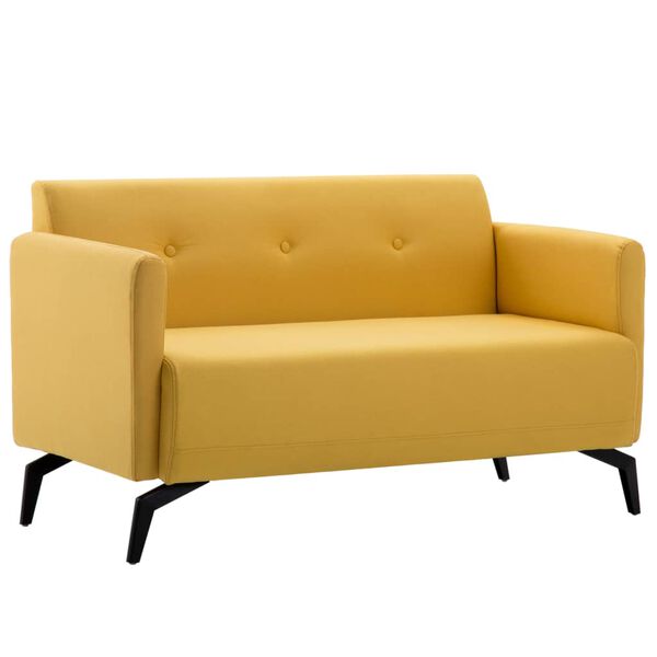 vidaXL Sof&aacute; de 2 plazas tapizado de tela amarillo 115x60x67 cm