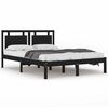 vidaXL Estructura de cama doble madera maciza negra 135x190 cm