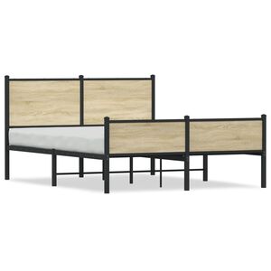 vidaXL Estructura de cama sin colch&oacute;n metal roble Sonoma 140x200 cm