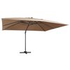 vidaXL Sombrilla voladiza jard&iacute;n luces LED poste aluminio taupe 4x3 m
