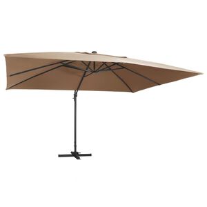 vidaXL Sombrilla voladiza jard&iacute;n luces LED poste aluminio taupe 4x3 m
