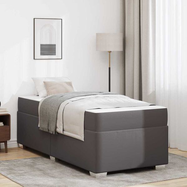 vidaXL Estructura de cama con colch&oacute;n Gris 100 x 200 cm tela