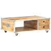 vidaXL Mesa de centro de madera maciza de mango rugosa 89x59x33 cm