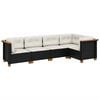 vidaXL Set de muebles de jard&iacute;n 5 pzas y cojines rat&aacute;n sint&eacute;tico negro
