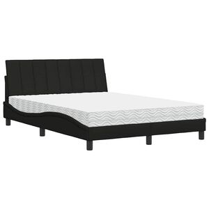 vidaXL Cama con colch&oacute;n Hanko tela negro 140x190 cm