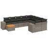 vidaXL Set de sof&aacute;s de jard&iacute;n 10 pzas con cojines rat&aacute;n sint&eacute;tico gris