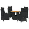 vidaXL Set de muebles jard&iacute;n 5 pzas con cojines rat&aacute;n sint&eacute;tico negro