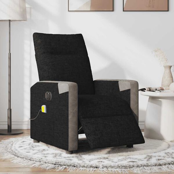 vidaXL Sill&oacute;n reclinable de masaje el&eacute;ctrico tela negro