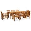 vidaXL Set comedor de jard&iacute;n 9 pzas y cojines madera maciza de acacia