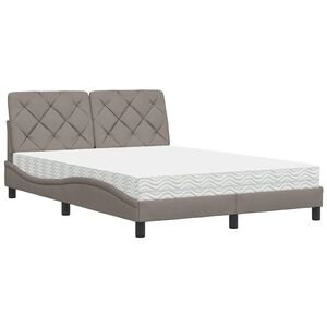 vidaXL Cama con colch&oacute;n tela gris taupe 120x200 cm