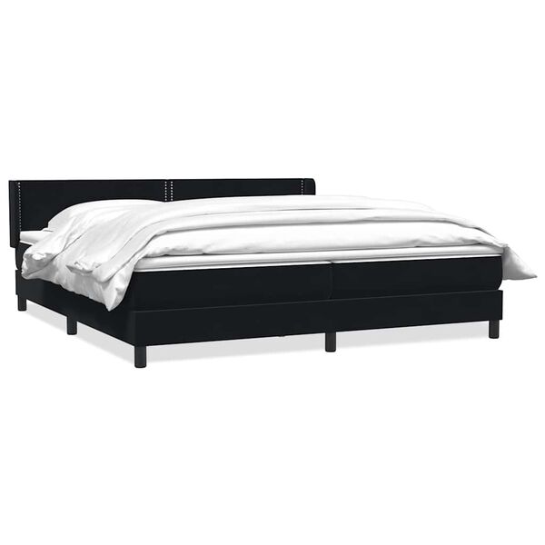 vidaXL Cama box spring con colch&oacute;n terciopelo negro 200x210 cm