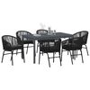 vidaXL Conjunto de Comedor de Jard&iacute;n 7 pcs Negro rat&aacute;n sint&eacute;tico