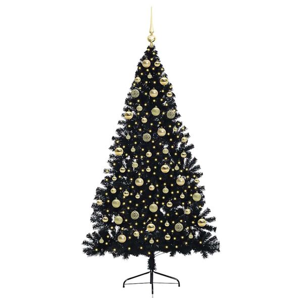 vidaXL &Aacute;rbol de Navidad Artificial Preiluminado Negro 180 cm PVC