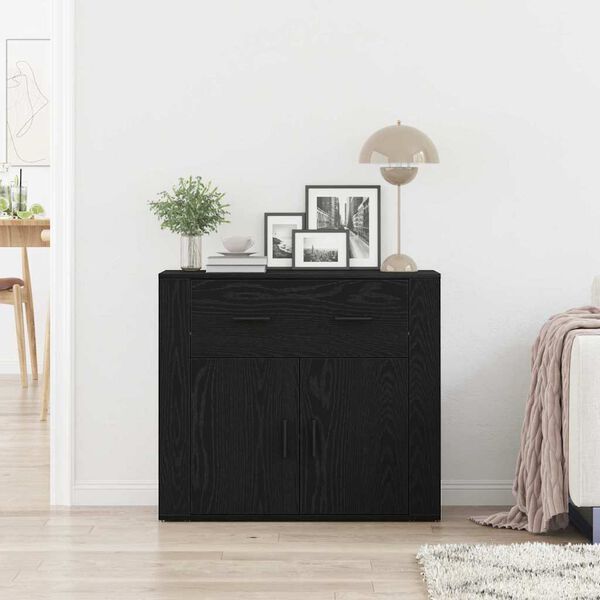 vidaXL Vitrina Roble Negro 80 x 33 x 70 cm Madera contrachapada