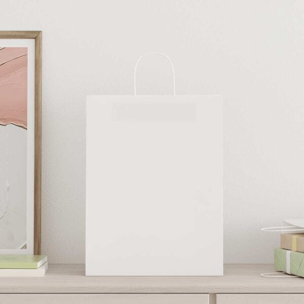 vidaXL Bolsas de papel con asas 50 uds blanca 32x12x42 cm