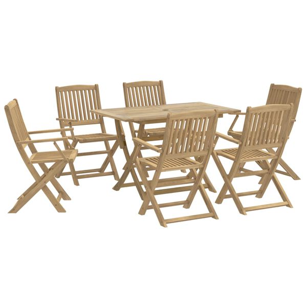 vidaXL Juego de comedor para jard&iacute;n 7 piezas madera maciza acacia