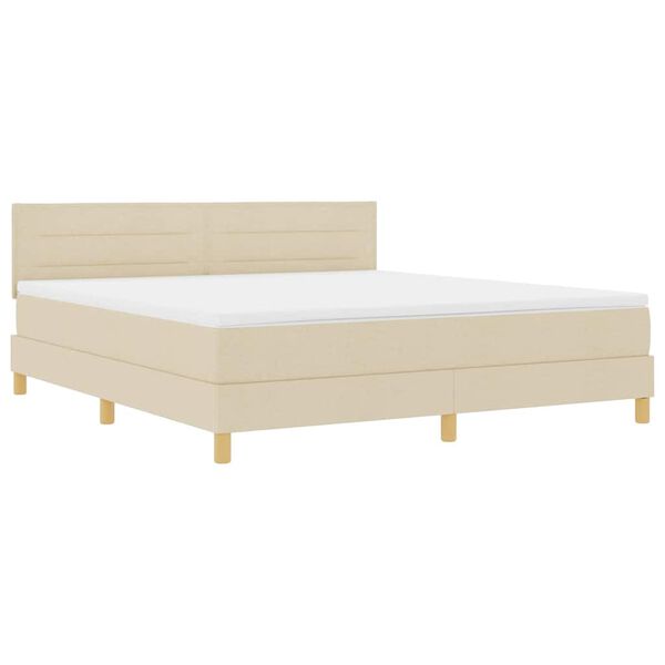 vidaXL Cama tipo Box Spring con colch&oacute;n Crema 180 x 200 cm tela