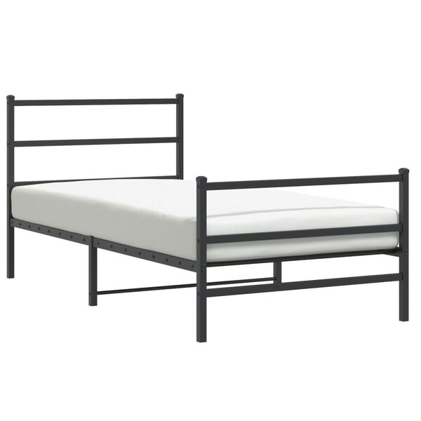 vidaXL Estructura cama sin colch&oacute;n con estribo metal negro 100x200 cm