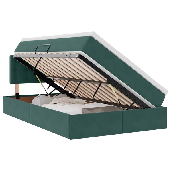vidaXL Cama con almacenamiento Verde oscuro 120 x 200 cm Terciopelo