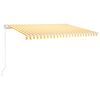 vidaXL Toldo manual retr&aacute;ctil con LED amarillo y blanco 450x350 cm