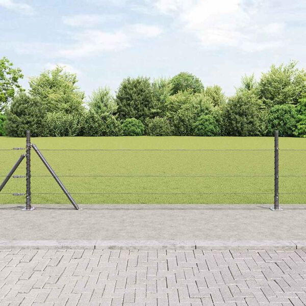 vidaXL Poste de Valla Gris 100 x 0,5 m (malla de 13 mm) Acero y PVC