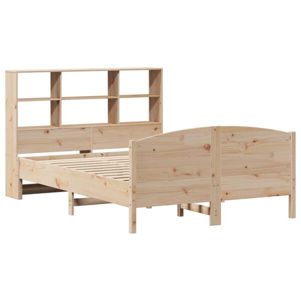 vidaXL Cama con estanter&iacute;a sin colch&oacute;n madera maciza de pino 120x190cm