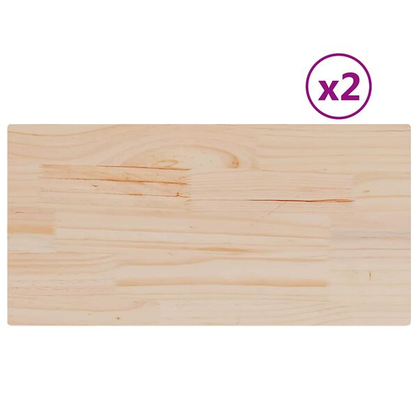 vidaXL Tablero de mesa rectangular 2 uds madera de pino 90x45x1,7 cm