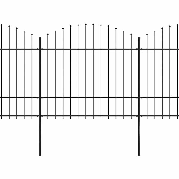 vidaXL Valla de jard&iacute;n con punta de lanza de acero 714,5x175 cm negra