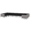 vidaXL Muebles de jard&iacute;n 10 pzas y cojines rat&aacute;n sint&eacute;tico gris oscuro