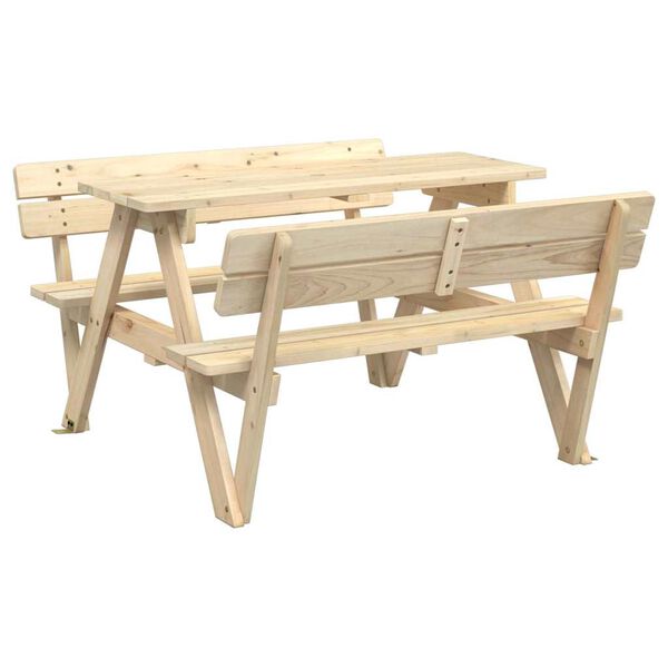 vidaXL Mesa de picnic para 4 ni&ntilde;os agujero para sombrilla madera abeto