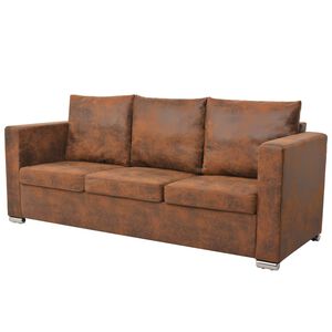 vidaXL Sof&aacute; de 3 plazas de cuero artificial de ante 191x73x82 cm