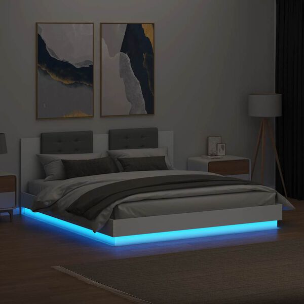 vidaXL Estructura de cama con LED sin colch&oacute;n blanco 180x200 cm