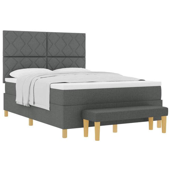 vidaXL Cama tipo Box Spring con colch&oacute;n Gris oscuro 140 x 200 cm tela