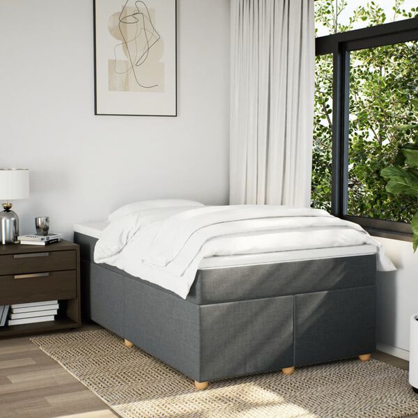 vidaXL Cama box spring con colch&oacute;n tela gris oscuro 120x200 cm