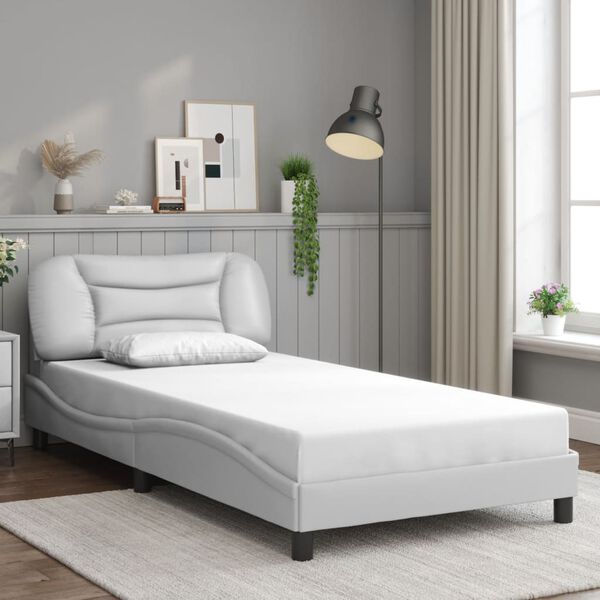vidaXL Estructura de cama con LED sin colch&oacute;n Hvar blanco 100x203 cm