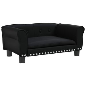 vidaXL Cama para perros de cuero sint&eacute;tico negra 70x45x30 cm