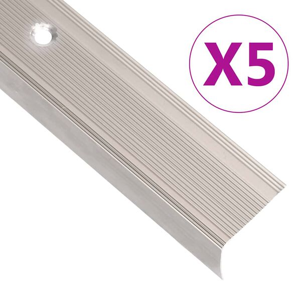 vidaXL Perfiles de pelda&ntilde;os forma de L 5 uds aluminio champ&aacute;n 100 cm