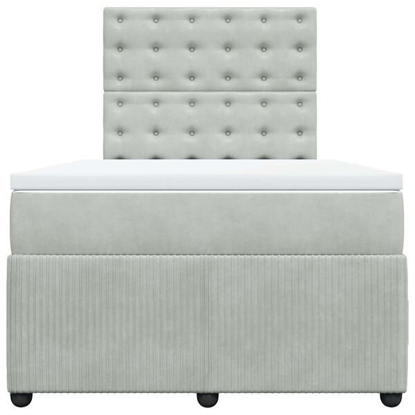 vidaXL Cama box spring con colch&oacute;n terciopelo gris claro 120x200 cm