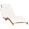 vidaXL Tumbona plegable con coj&iacute;n blanco crema madera maciza de teca