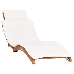 vidaXL Tumbona plegable con coj&iacute;n blanco crema madera maciza de teca