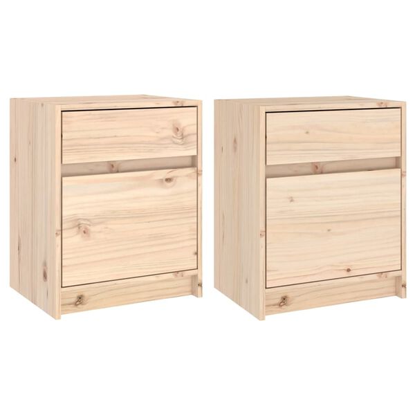 vidaXL Mesitas de noche 2 uds madera maciza de pino 40x31x50 cm