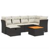 vidaXL Set de comedor de jard&iacute;n 7 pzas y cojines rat&aacute;n sint&eacute;tico negro