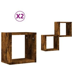 vidaXL Estanter&iacute;as de pared 2 pcs Roble ahumado 26 x 15 x 26 cm