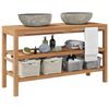 vidaXL Mueble tocador madera teca maciza con lavabos de piedra de r&iacute;o
