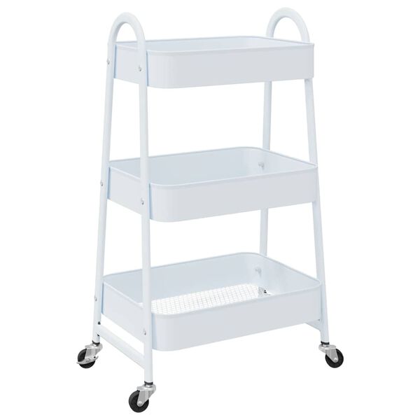 vidaXL Carrito de almacenaje 3 niveles acero blanco 42x41,5x77 cm